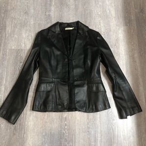 Black genuine leather blazer